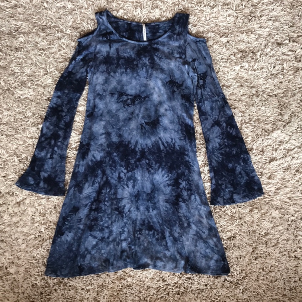 Blue tie dye cold shoulder dress from S-Twelve